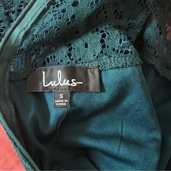 Remarkable Forest Green Sheer Lace Short Sleeve Mini Dress - Picture 10 of 10